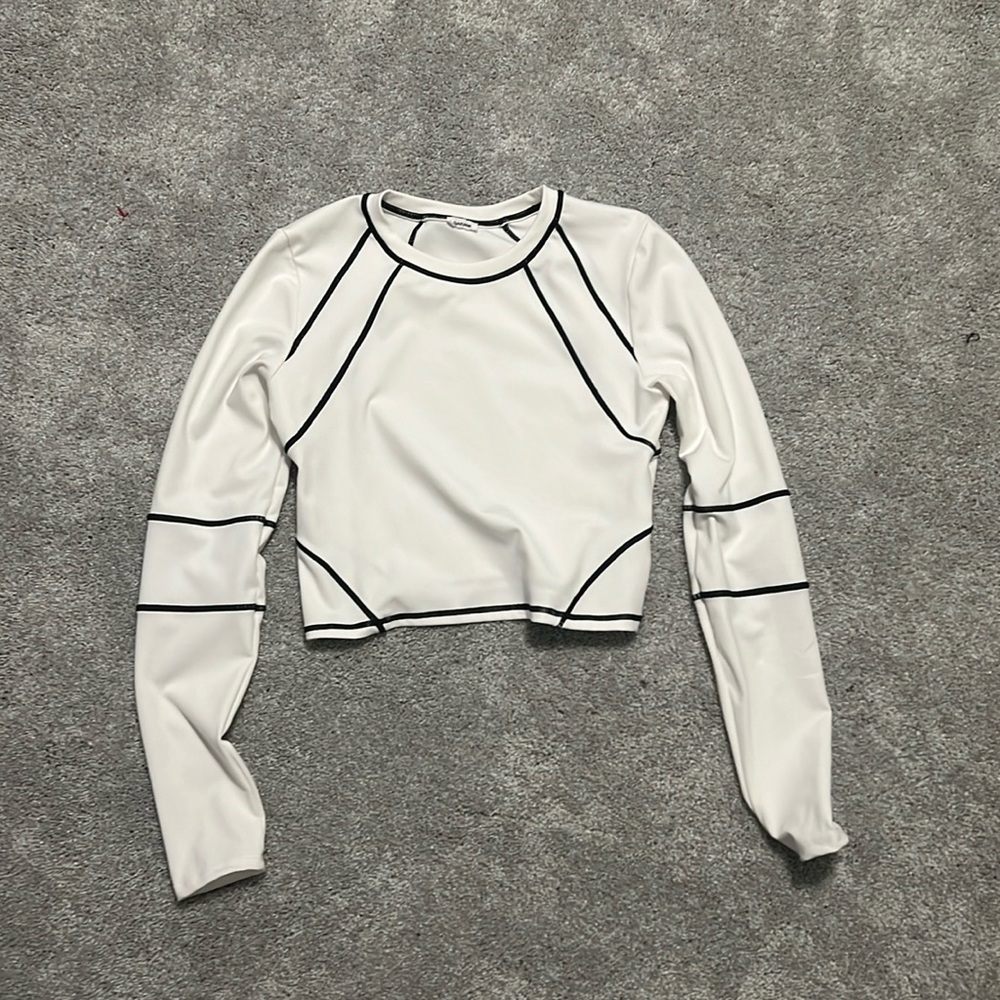 White top with black lines